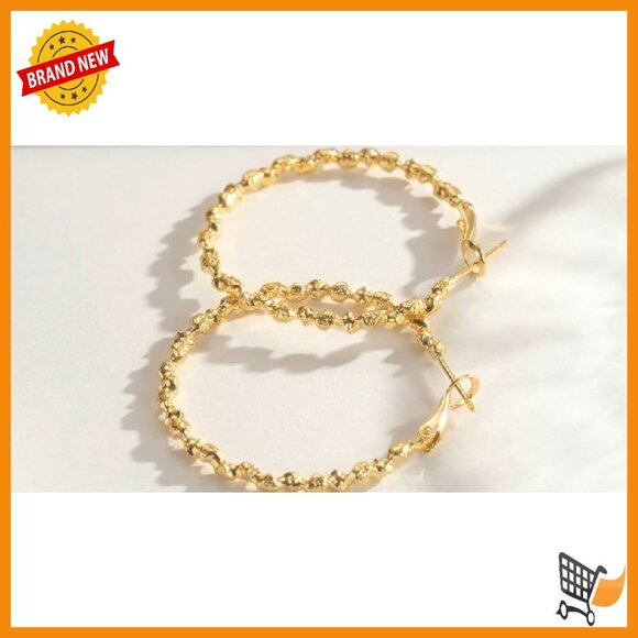 Large 40mm Twisted Hoop Earrings 14K Gold Plated Women\'s Jewelry